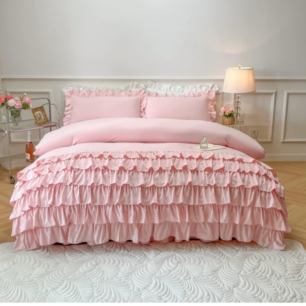 Light Pink ruffle duvet cover (Queen size)
